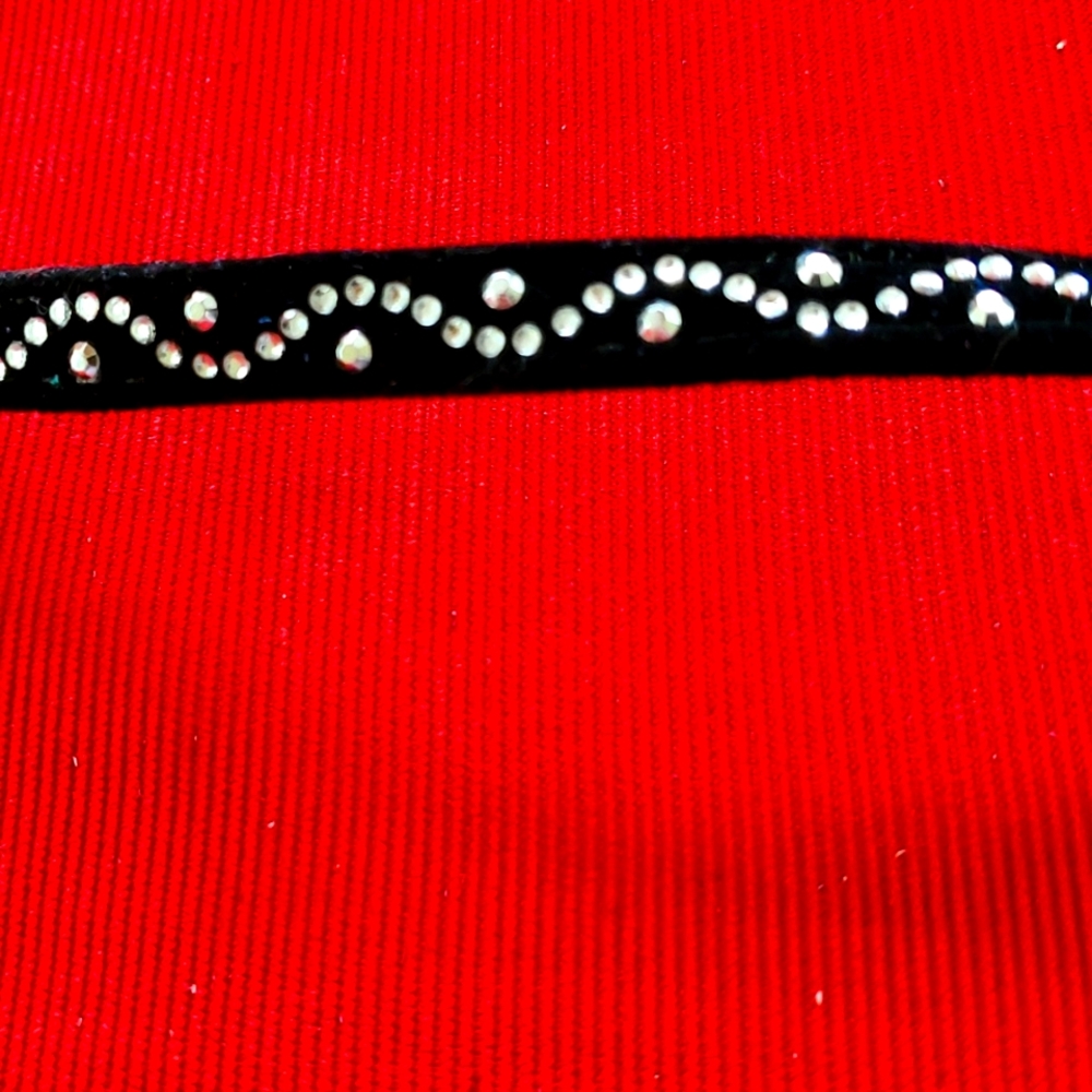 Brand New Black Velvet Dog Collar With Rhinestones 8 to 12 inch